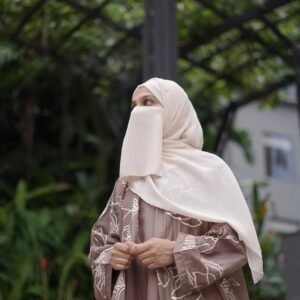 Premium Chanderi Embroidered Abaya Set (Grey Shade)